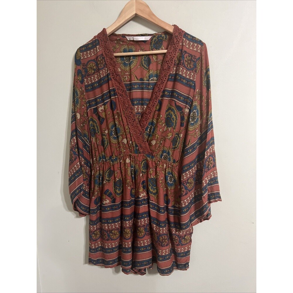 Zara Floral Crossover Jumpsuit Romper Size L V Neck From Trafaluc Colle… - Picture 4 of 12